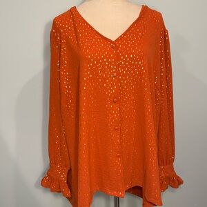 Emily Daniels pumpkin color long sleeve blouse Size 1X